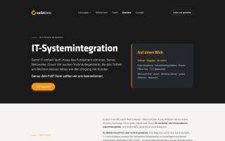 Stellenanzeige IT-Systemintegration auf validdata.de, von der Redaktion selbst gebaut: Überschrift, Kurzprofil und die Box „Auf einen Blick“ mit Konditionen